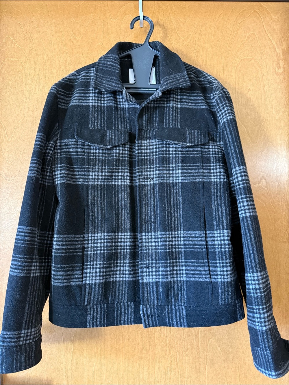 Zara Black & Gray Plaid Lightweight Shirt Jacket